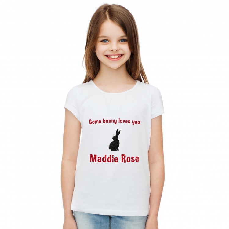 Personalised Kid's Easter T Shirt - Some bunny loves you